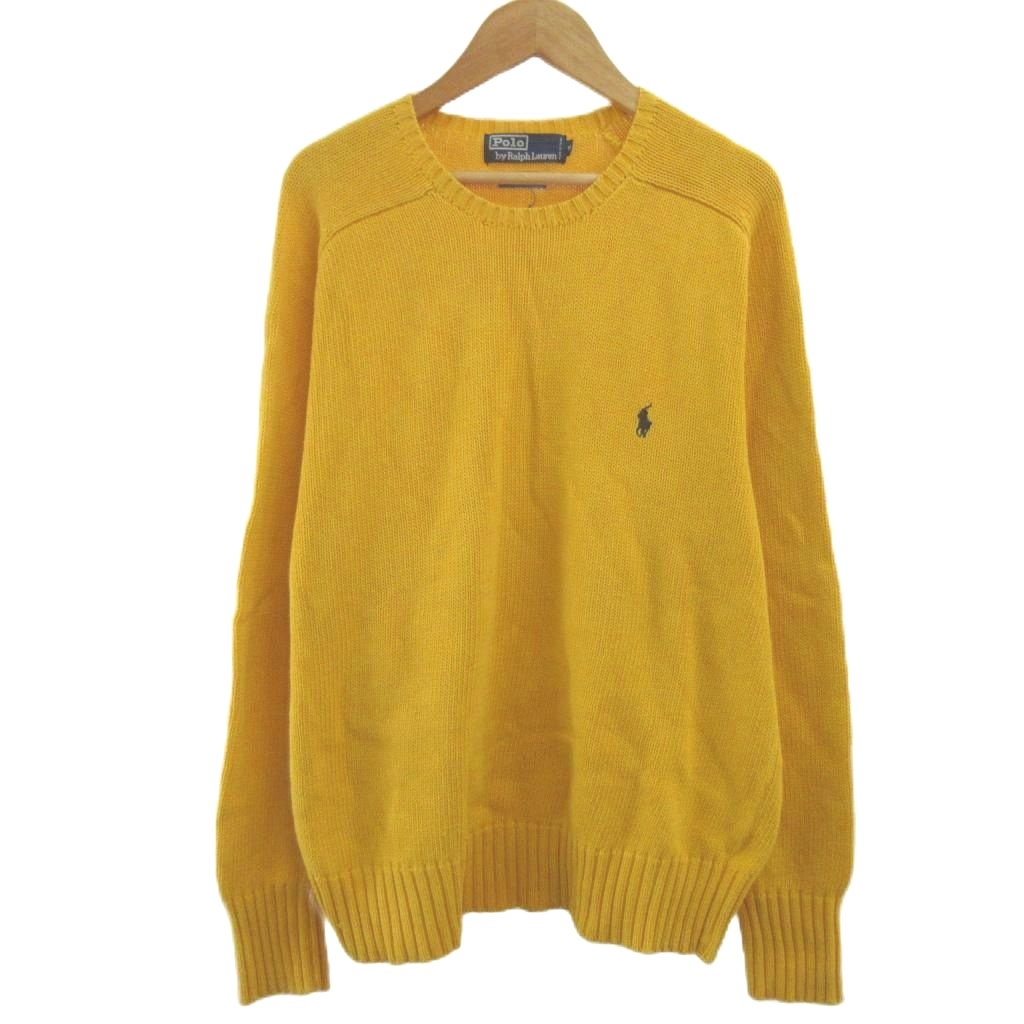 【中古】ポロ バイ ラルフローレン Polo by Ralph Lauren プルオーバーニット セーター M 黄 イエロー 無地 クルーネック 長袖 /YU ■GY99 レディース 【ベクトル 古着】 260417|ブランド古着ベクトルプレミアム店
