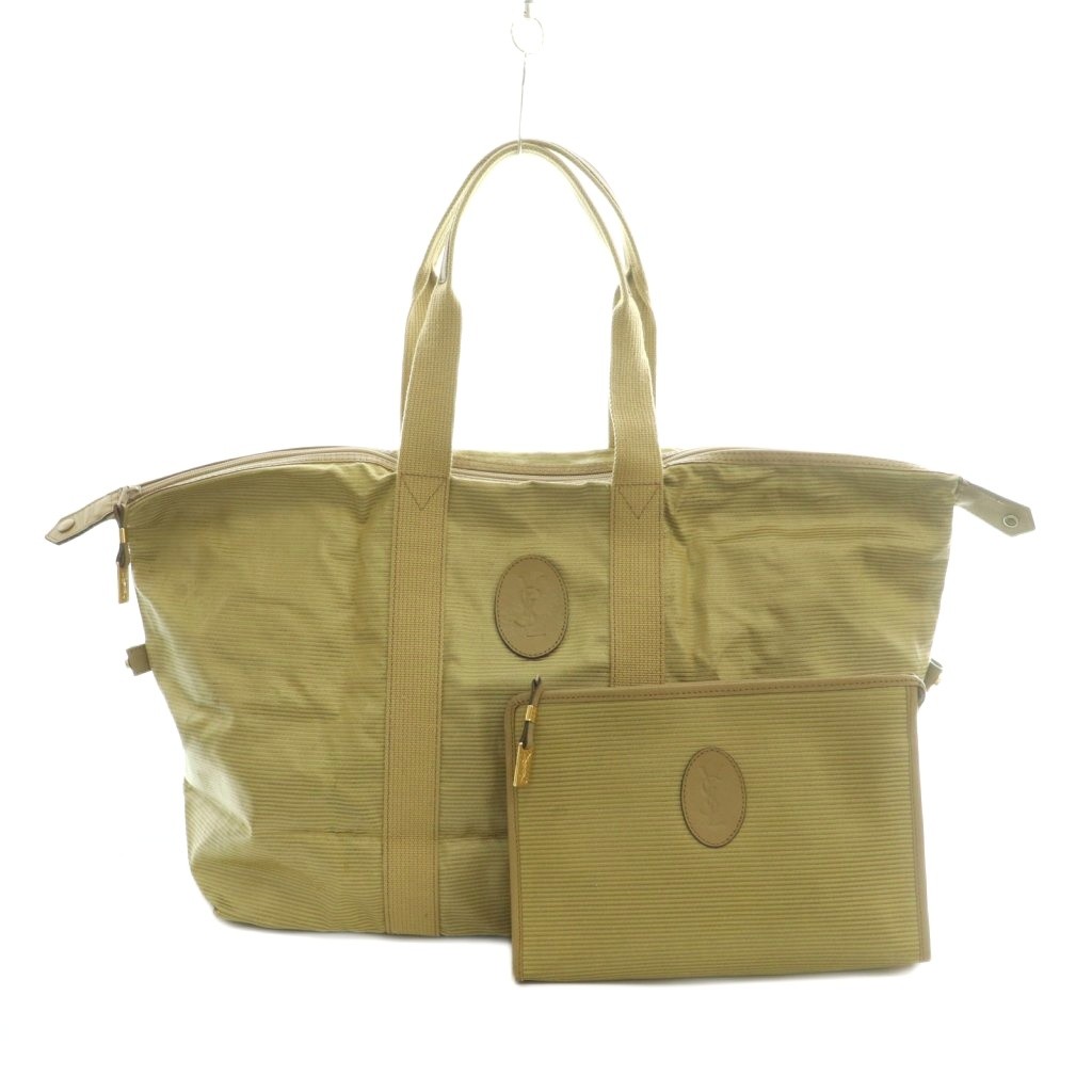 【中古】イヴサンローラン YVES SAINT LAURENT 2点仕掛ける ボストンバッグ 2塁手御徒面子 ナイロン ベージュ /MI ■GY11 レディース 【ベクター 古着】 260423
