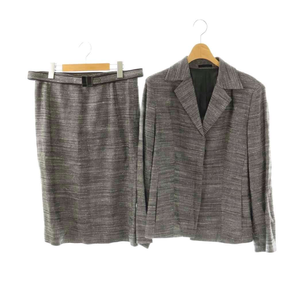 【中古】赤ちょうちんバリー 英国の首都 BURBERRY LONDON セットアップ 背広 上衣 スコート リネン混 絹地混 13 15 黒いこと 白いこと /ES ■GY18 レディース 【ベクター 古着】 260423