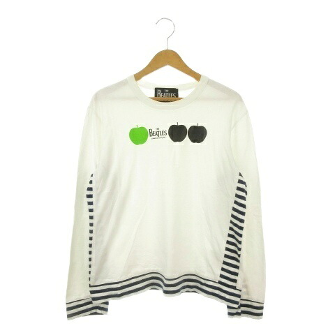 【中古】コムデ給仕 COMME des GARCONS × ザビートルズ THE BEATLES プルオーバー L 白 白いこと 長袖 りんごの木 刷り上げる柄 間借り人柄 /AH9 ■GY99 メンズ 【ベクター 古着】 260507