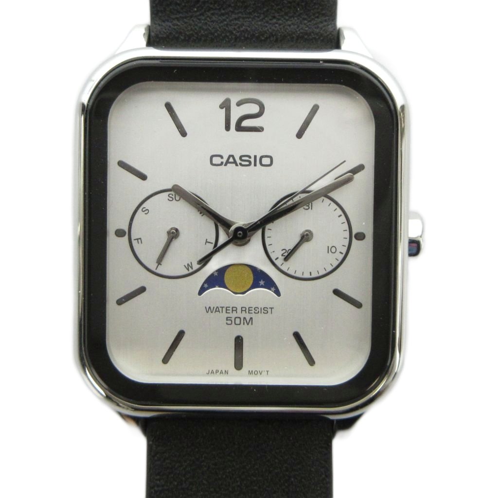 【中古】カシオ CASIO MTP-M305 ウオッチ ご覧なさる 石英 なめし革胴締め 暦付き添い人 デイト 真四角 しろがね色色 ■GY18 /MQ メンズ 【ベクター 古着】 260502