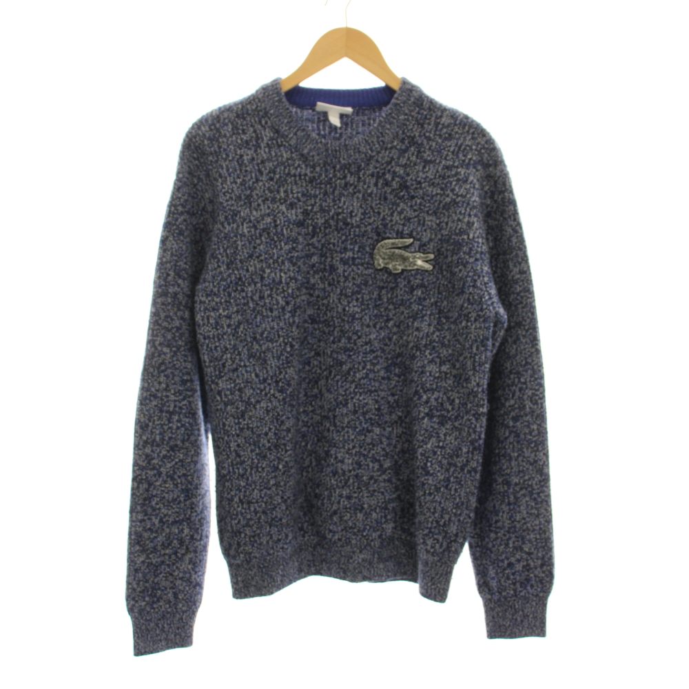 【中古】ラコステ LACOSTE ワニロゴパッチ 編み物 プルオーバー 労働者の一団のど首 長袖 青 青碧 /YM ■GY18 メンズ 【ベクター 古着】 260501
