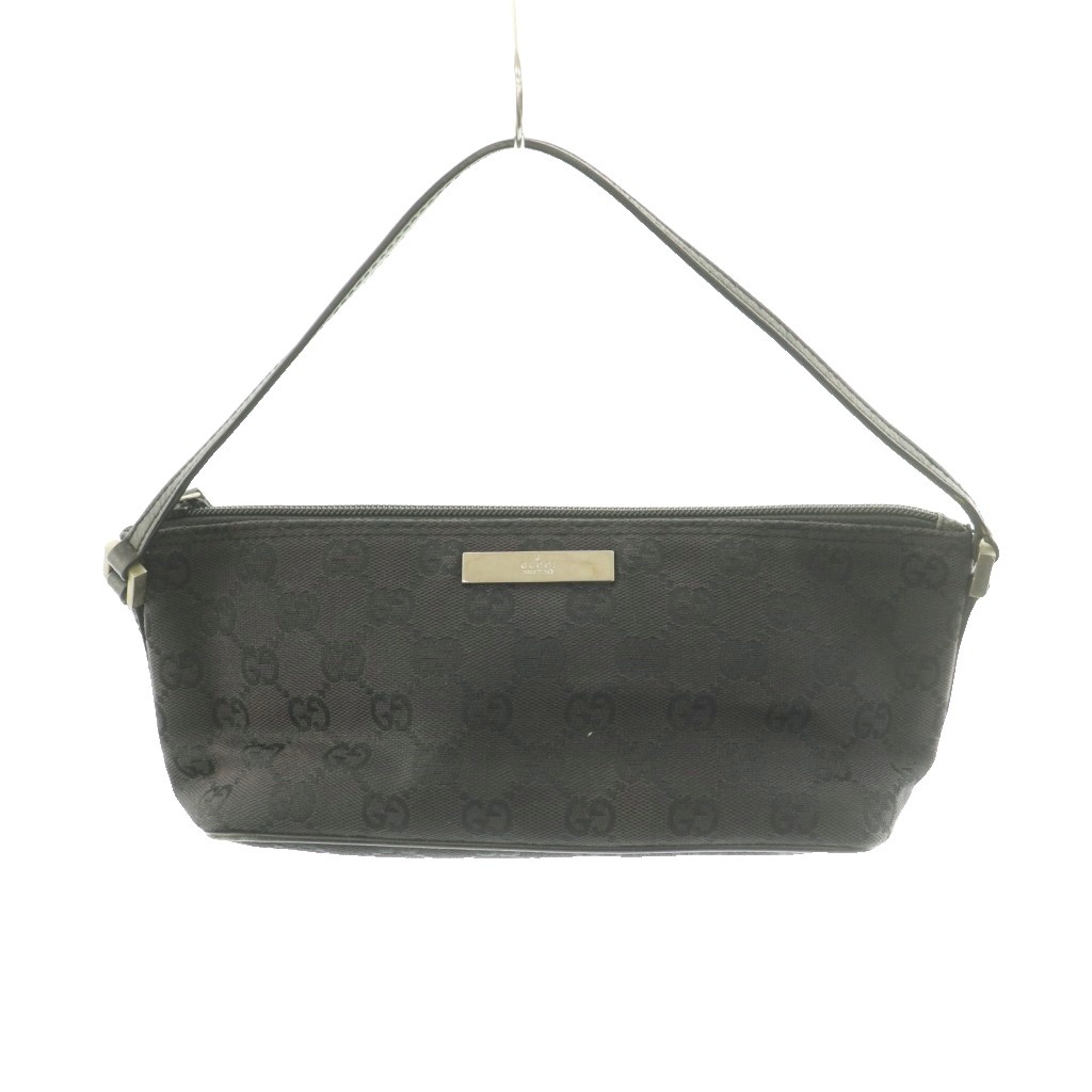 【中古】グッチ GUCCI 添え物合財袋 ハンドバック GG柄 GG帆布 なめし革 薄墨色 /SS ■os ■OH ■GY18 レディース 【ベクター 古着】 260508