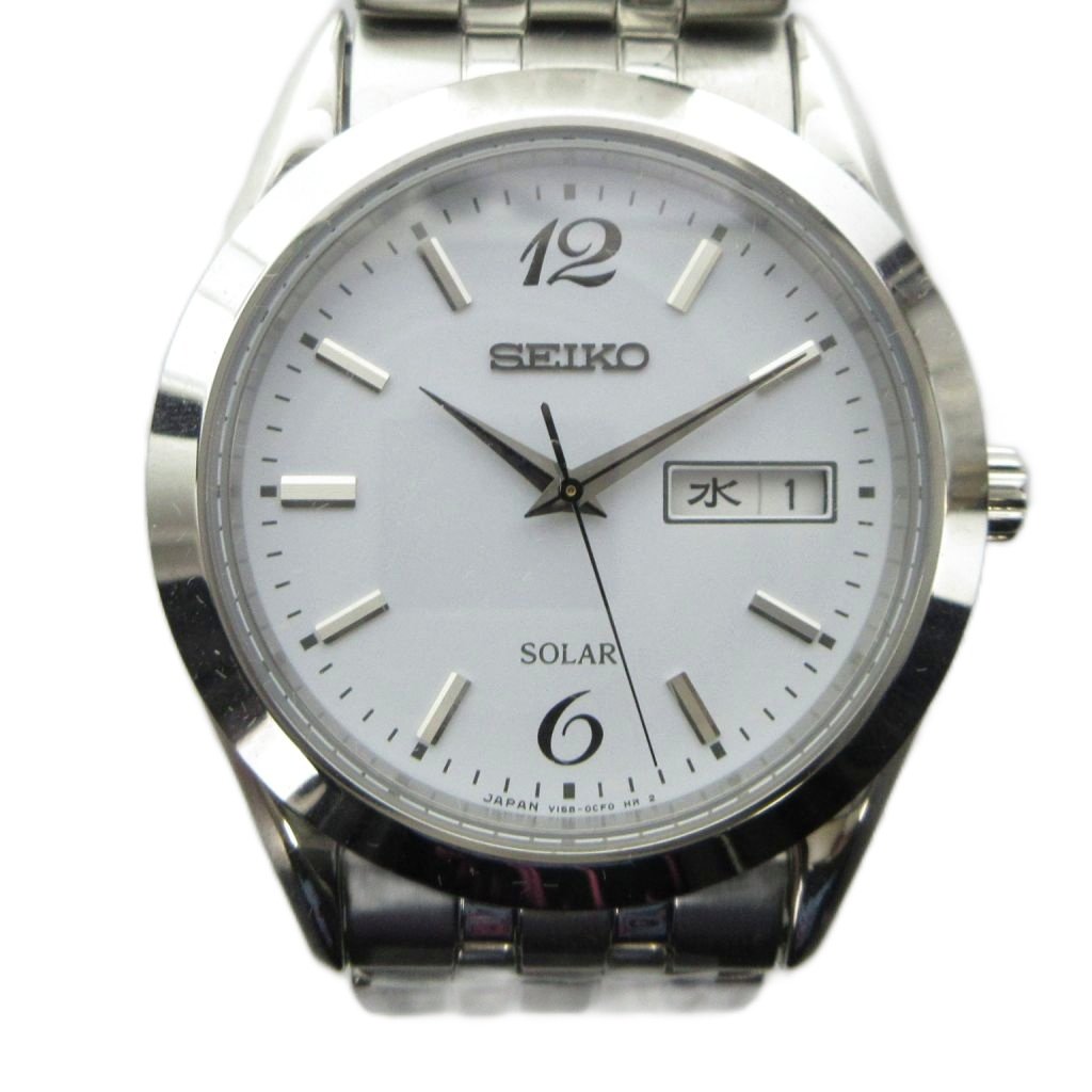 【中古】セイコー SEIKO V158-0AZ0 ウオッチ ご覧なさる ソーラー 白文字記号盤 暦付き添い人 デイト しろがね色色 ■GY18 /MQ メンズ 【ベクター 古着】 260503