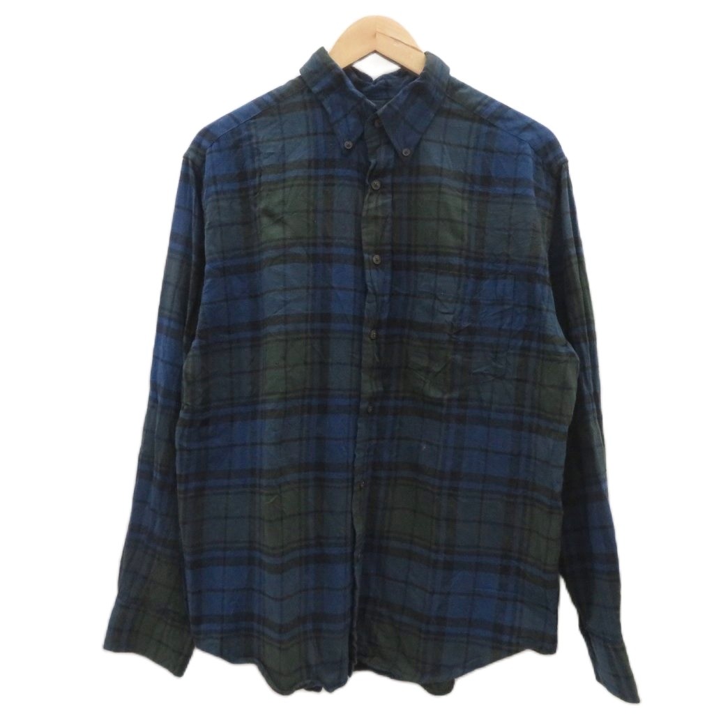【中古】セントジョンズベイ ST.JOHN’S BAY フランネルプルオーバー 心地よいプルオーバー 名取り草落ちこむ M 紺 米国海軍 緑 緑であること 読み合わせる柄 長袖 /HO38 ■GY99 メンズ 【ベクター 古着】 260521