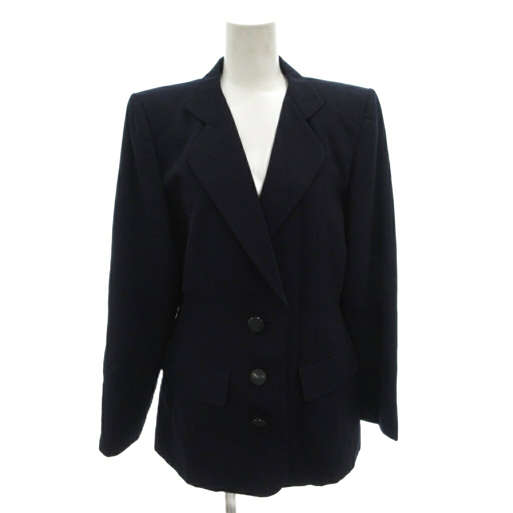 【中古】イヴサンローラン YVES SAINT LAURENT テーラードジャケット ブレザー 3B 総裏地 ウール 9A3 紺 ネイビー /FF ■GY99 レディース 【ベクトル 古着】 260513｜ブランド古着ベクトルプレミアム店