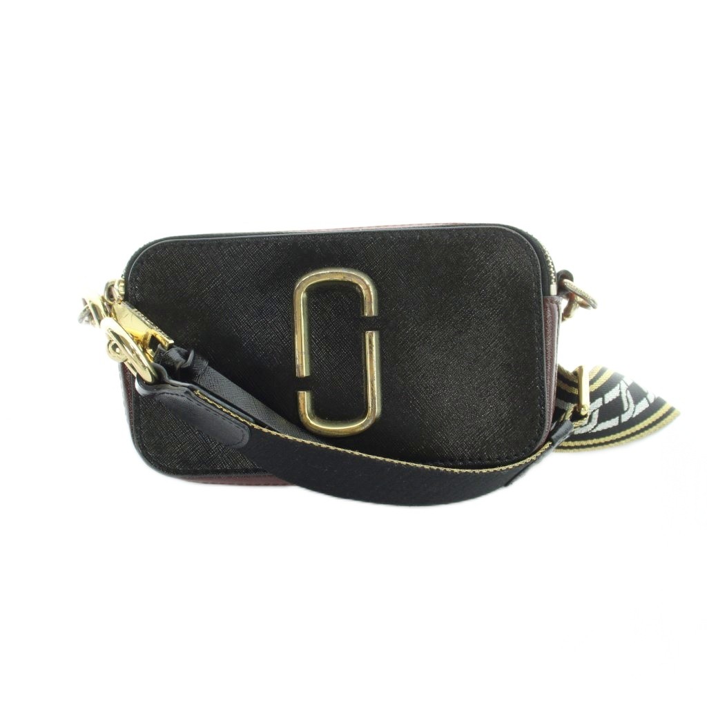 【中古】マークジェイコブス MARC JACOBS M0012007 スナップ ショルダーバッグ 曲がったがけ ロゴタイプ なめし革 黒 黒いこと 赤 赤いこと ■GY11 /MQ レディース 【ベクター 古着】 260512
