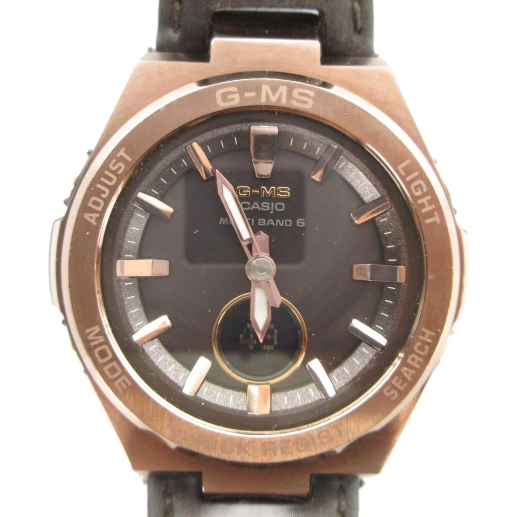 【中古】カシオ CASIO MSG-W200RL 腕時計 ソーラー カレンダー付き ウォッチ レザーベルト ゴールド色 ■GY11 /MQ レディース 【ベクトル 古着】 260516｜ブランド古着ベクトルプレミアム店