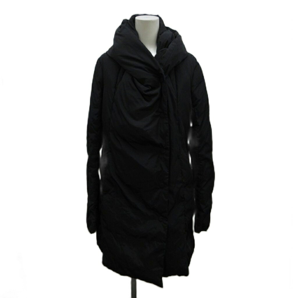 【中古】アルマーニ ジーンズ ARMANI JEANS ダウンコート 40 黒 ブラック 長袖 フード付き ドレープネック /PP ■GY40 レディース 【ベクトル 古着】 260520|ブランド古着ベクトルプレミアム店