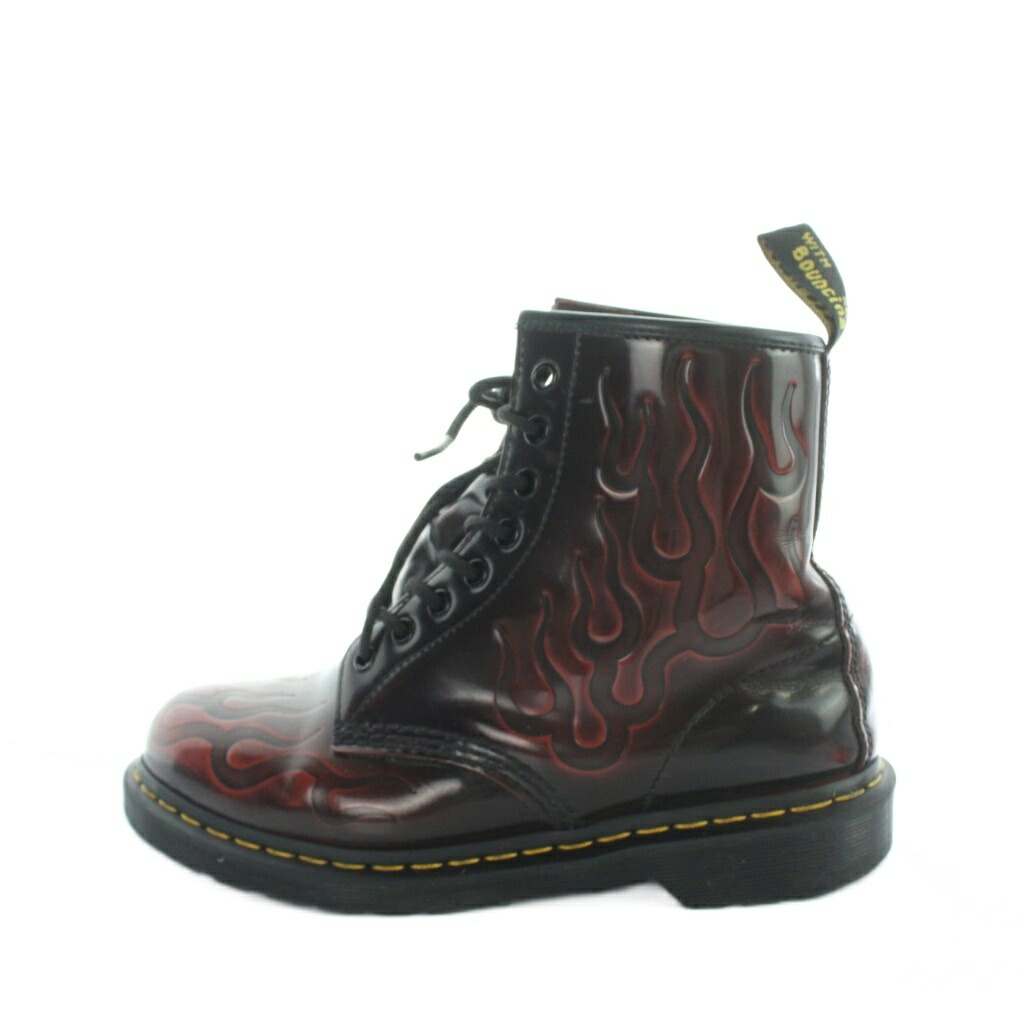【中古】御医者さんマーチン DR.MARTENS AW006 1460INFERNO 8大広間 遊撃手ブーツ なめし革 型押し ファイヤーパターン UK8 27糎 赤 赤いこと 黒 黒いこと ■GY18 /MQ メンズ 【ベクター 古着】 260514