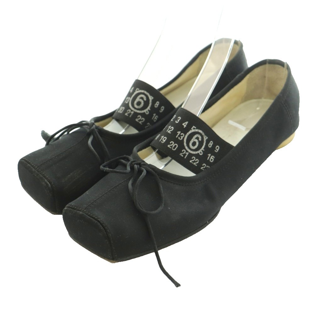 【中古】エムエムシックス メゾンマルジェラ MM6 Maison Margiela バレーシューズ スクエアトゥ シュロの葉 23.0糎 黒 /MI ■GY19 レディース 【ベクター 古着】 260518