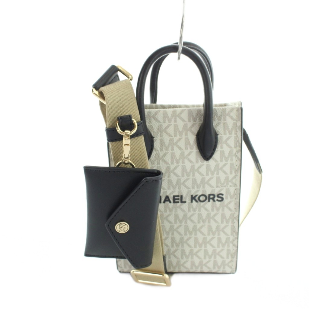 【中古】マイケル教科課程 MICHAEL KORS ショルダーバッグ 曲がったがけ ポシェット MK柄 ロゴタイプ PVC なめし革 白 白いこと ■GY18 /MQ レディース 【ベクター 古着】 260514