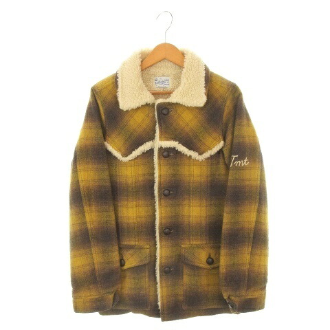 【中古】ティーエムティー TMT Bigholiday ランチジャケット ジャケット 上着 ウール XS 黄 イエロー オンブレチェック柄 ボア襟 長袖 TJK-F1008 /AH4 ■GY03 メンズ 【ベクトル 古着】 260521｜ブランド古着ベクトルプレミアム店