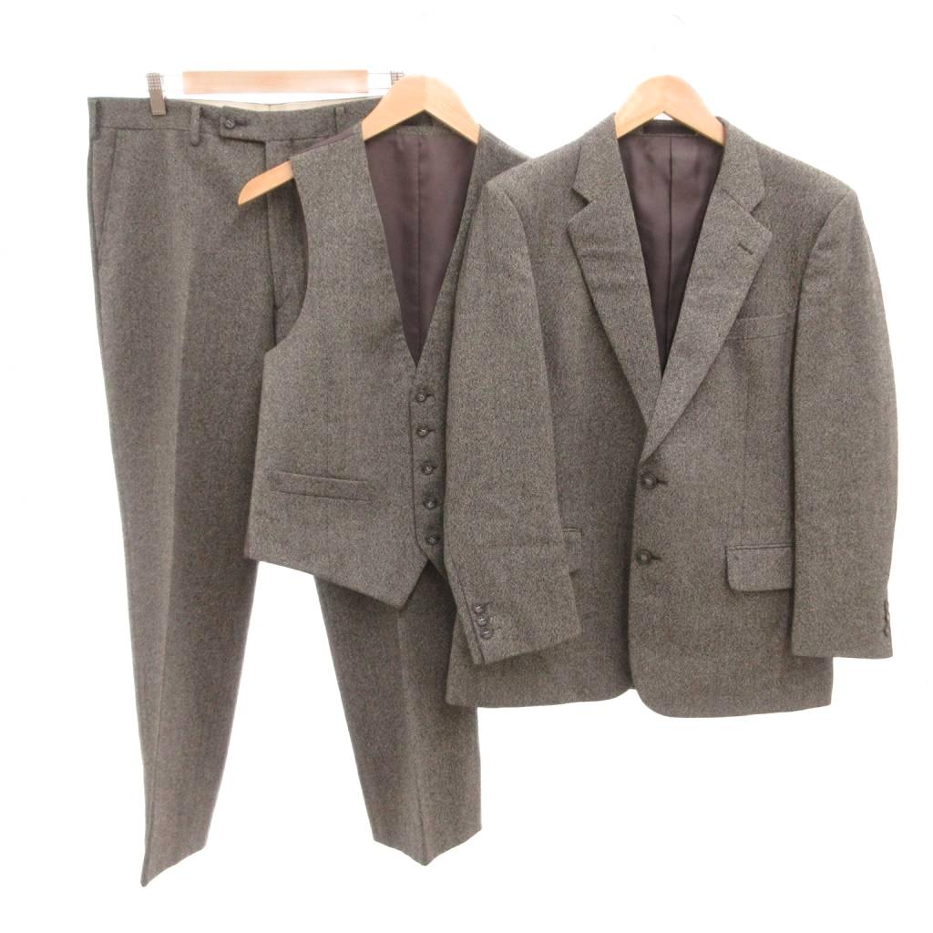【中古】ハーディエイミス HARDY AMIES ヴィンテージ セットアップ スリー天下太平 テーラードジャケット より良い ズボン下 スラックス 羊毛 96AB5 薄墨色 /JS メンズ 【ベクター 古着】 260530