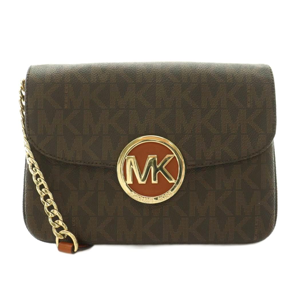 【中古】マイケル教科課程 MICHAEL KORS ショルダーバッグ 総柄 ロゴタイプ 茶 赤銅色 ゴールド色つや /BB ■GY18 レディース 【ベクター 古着】 260525
