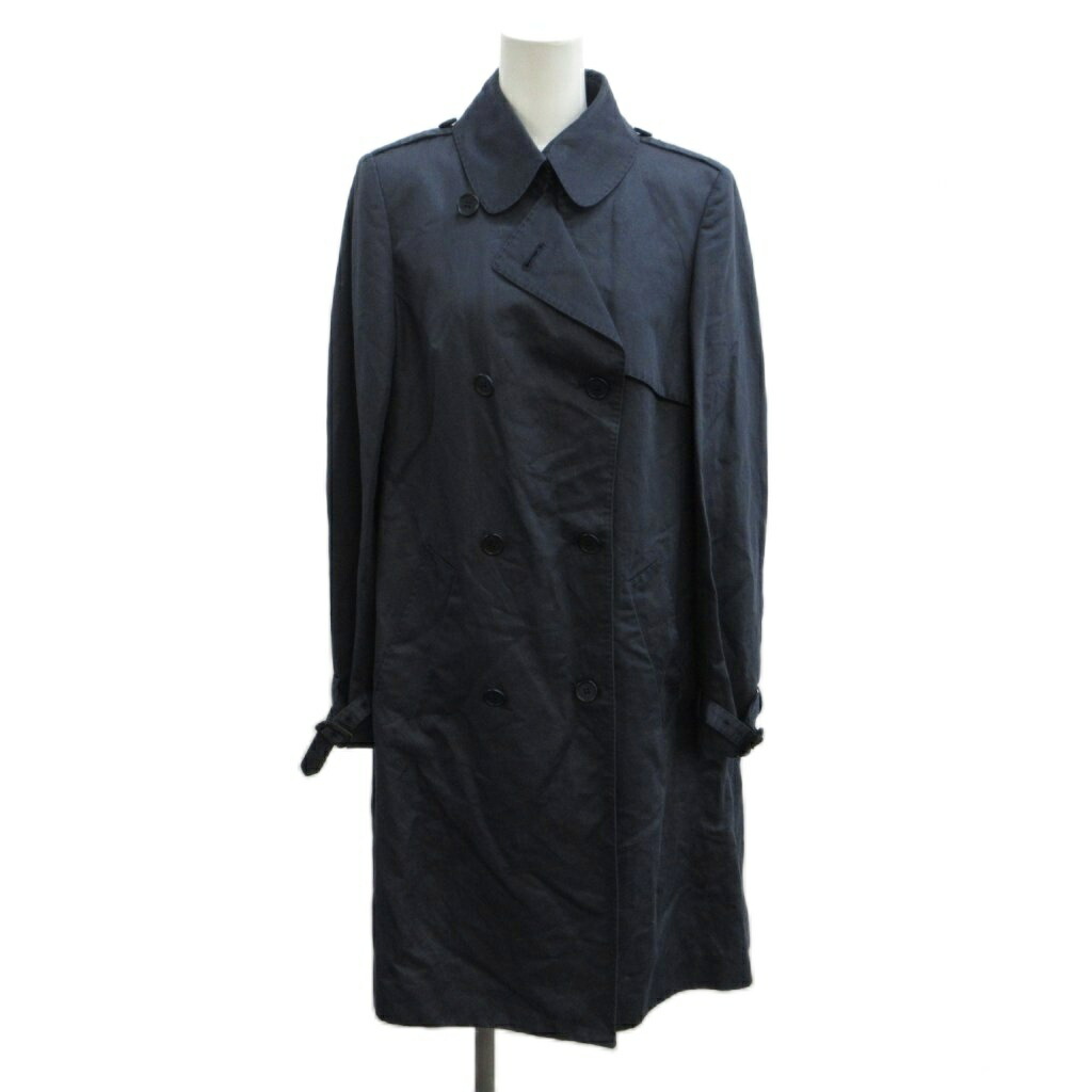 【中古】アレキサンダーマックイーン ALEXANDER MCQUEEN スプリングコート 麻 リネン 40 米国海軍 紺 ダブル乳ぶさ 長袖 肩章 /PP ■GY50  【ベクター 古着】 260522