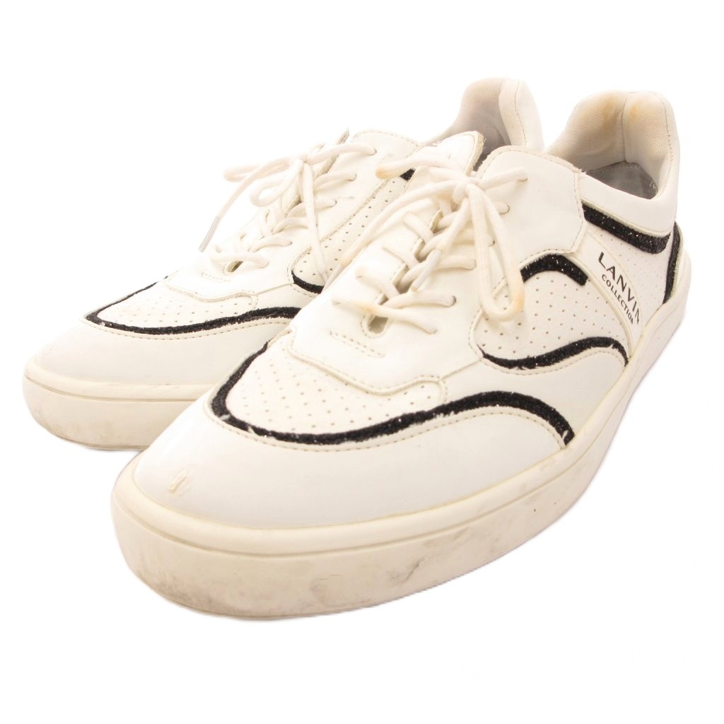 【中古】ランバン LANVIN collection スニーカー シューズ 置き目取りすてる グリッター 24糎 白 白いこと 黒 黒いこと /JS ■GY50 レディース 【ベクター 古着】 260527