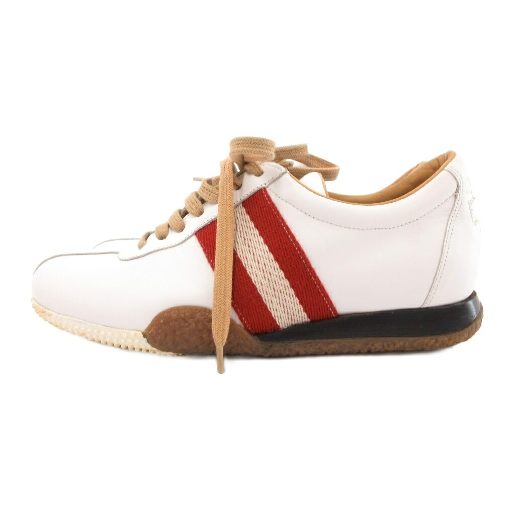 【中古】バリー BALLY スニーカー シューズ 伝達ルート なめし革 34.5 白 白いこと 茶 赤銅色 /JS ■GY50 レディース 【ベクター 古着】 260522