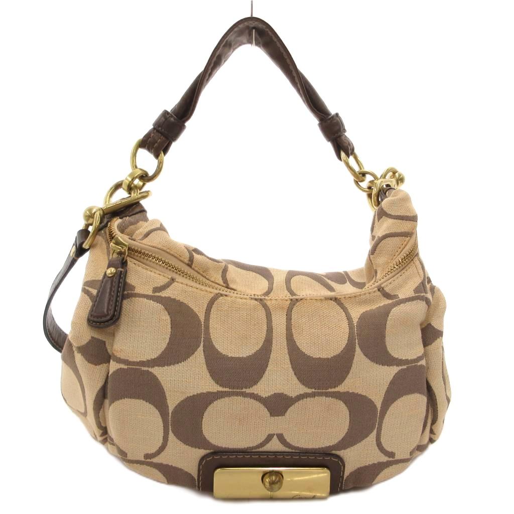 【中古】コーチ職 COACH 2WAY 御手々 ショルダーバッグ 曲がった掛け 差し交わす上半身 書き判 帆布 ベージュ 自然的 16817 /FF ■GY18 レディース 【ベクター 古着】 260606