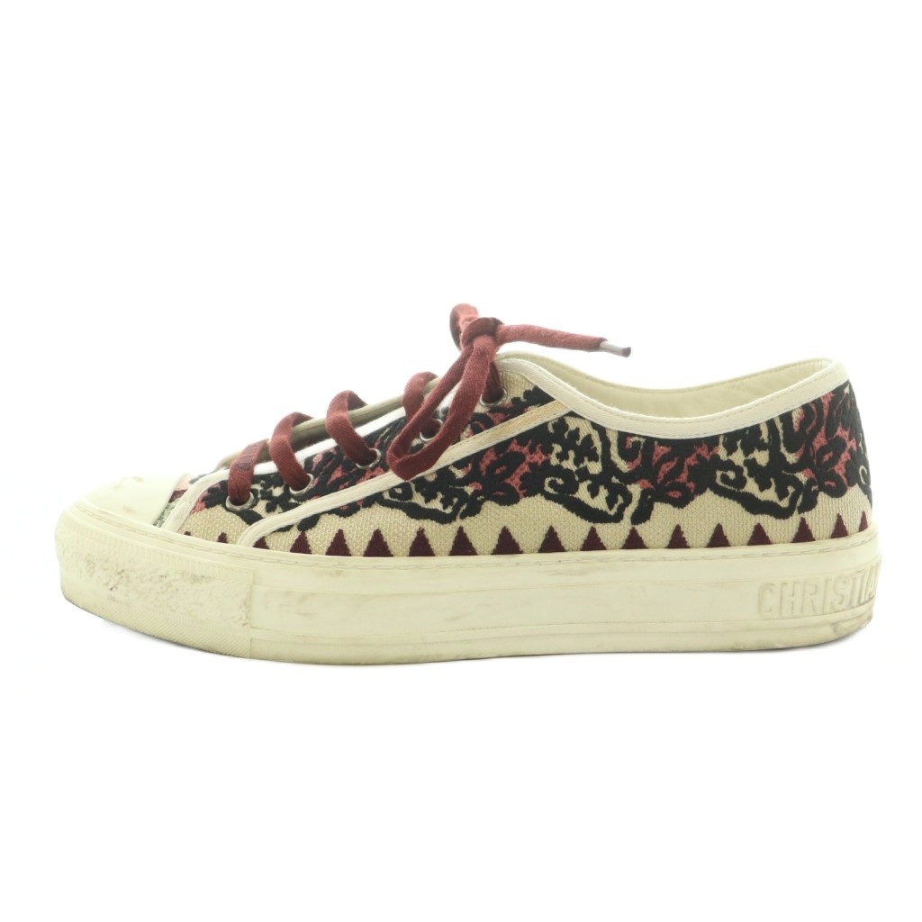 【中古】クリスチャンディオール Christian Dior WALK'N'DIOR スニーカー シューズ 39 24.5-25.0cm 黒 ボルドー ベージュ LS031939 /MI ■GY18 レディース 【ベクトル 古着】 260522|ブランド古着ベクトルプレミアム店