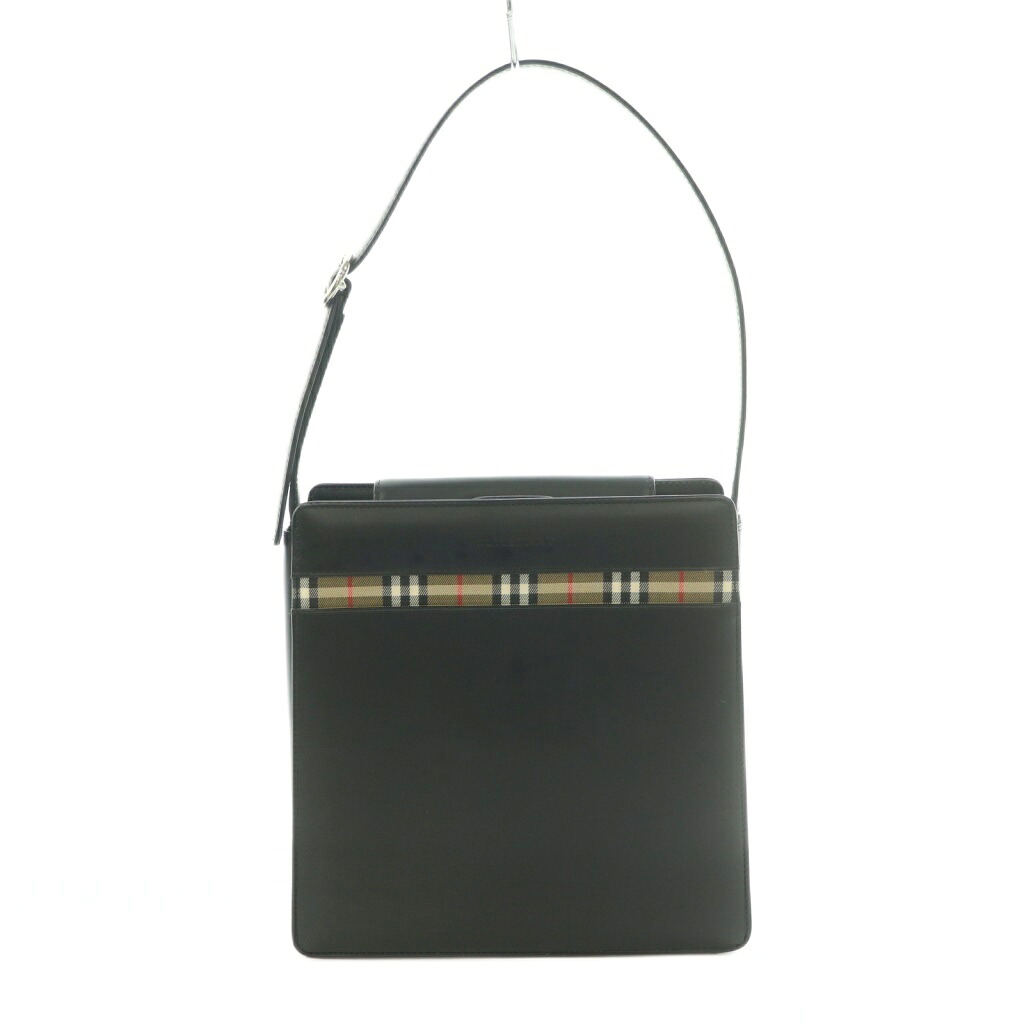 【中古】赤ちょうちんバリー BURBERRY ショルダーバッグ ハンドバック なめし革 ノバチェック柄 黒 /MI ■GY18 レディース 【ベクター 古着】 260522