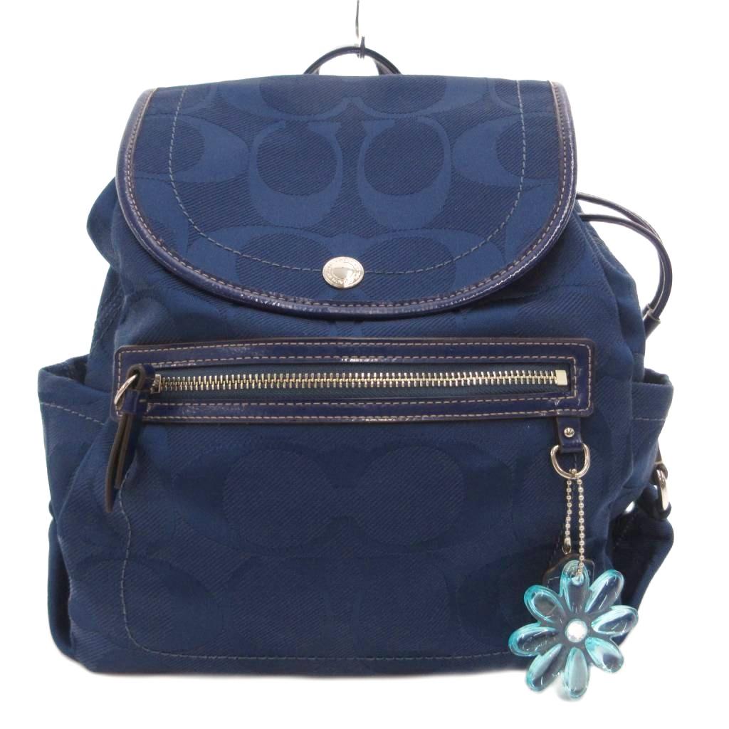【中古】コーチ COACH リュックサック デイバッグ シグネチャー キャンバス 紺 ネイビー F16548 /FF ■GY18 レディース 【ベクトル 古着】 260606｜ブランド古着ベクトルプレミアム店
