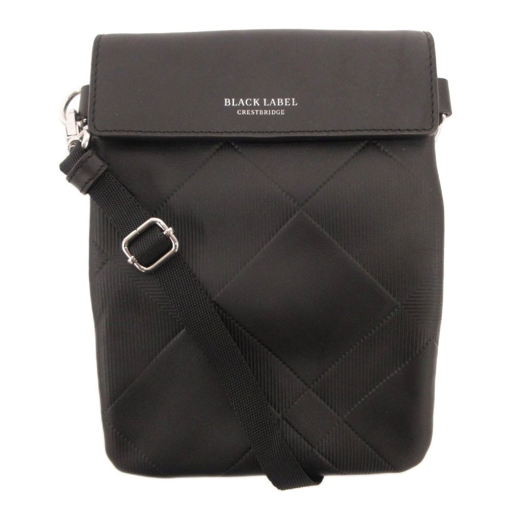 【中古】ブラックレーベルクレストブリッジ BLACK LABEL CRESTBRIDGE ショルダーバッグ ミニ なめし革 サコッシュ 曲がった掛け 照合のしるし柄 黒 黒いこと /JS ■GY18 メンズ 【ベクター 古着】 260601