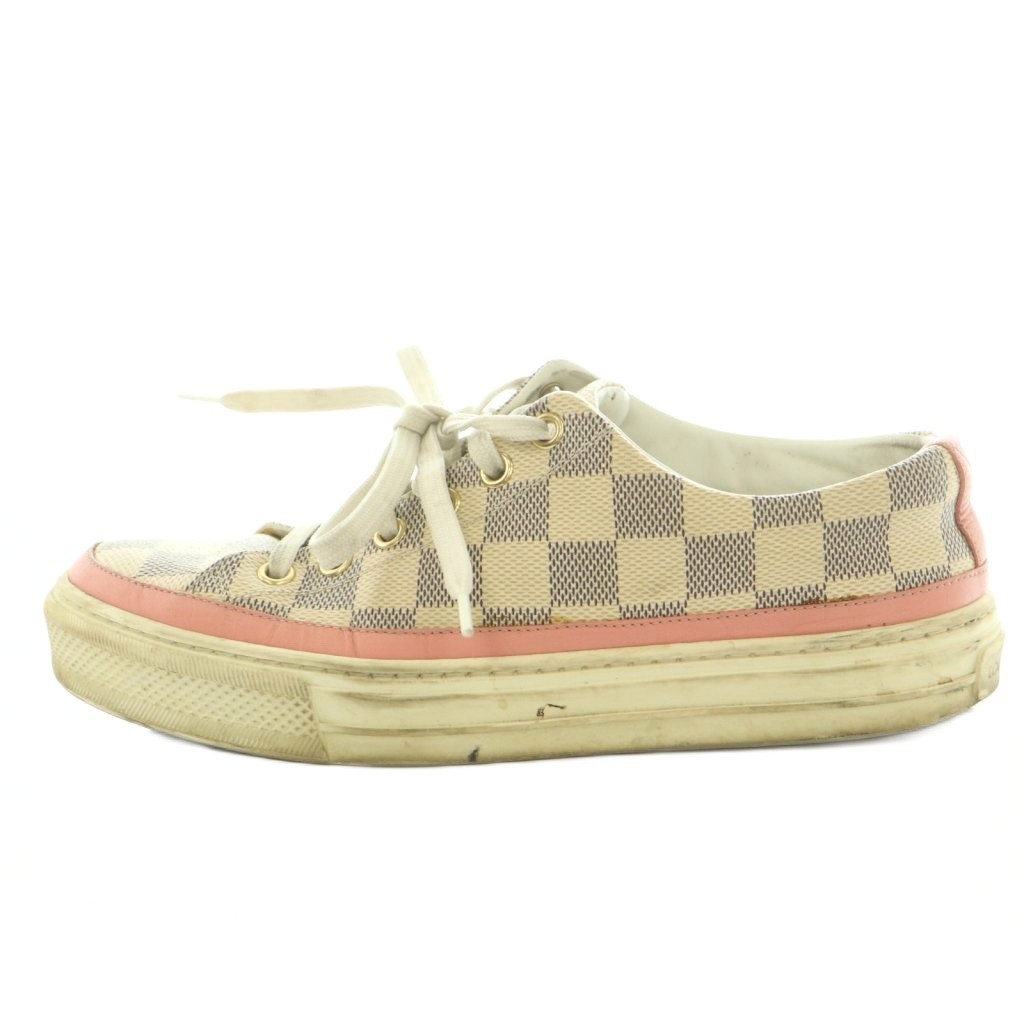 【中古】ルイヴィトン LOUIS VUITTON スニーカー シューズ チェック柄 35.5 23.0cm ピンク ベージュ 紫 BM1118 /MI ■GY18 レディース 【ベクトル 古着】 260522|ブランド古着ベクトルプレミアム店