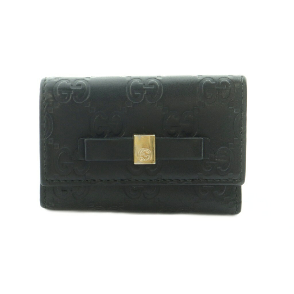 【中古】グッチ GUCCI 手当たり容れもの グッチシマ 6連 GGロゴエンボス シュロの葉 黒 388682 /MI ■OH ■GY18 レディース 【ベクター 古着】 260522