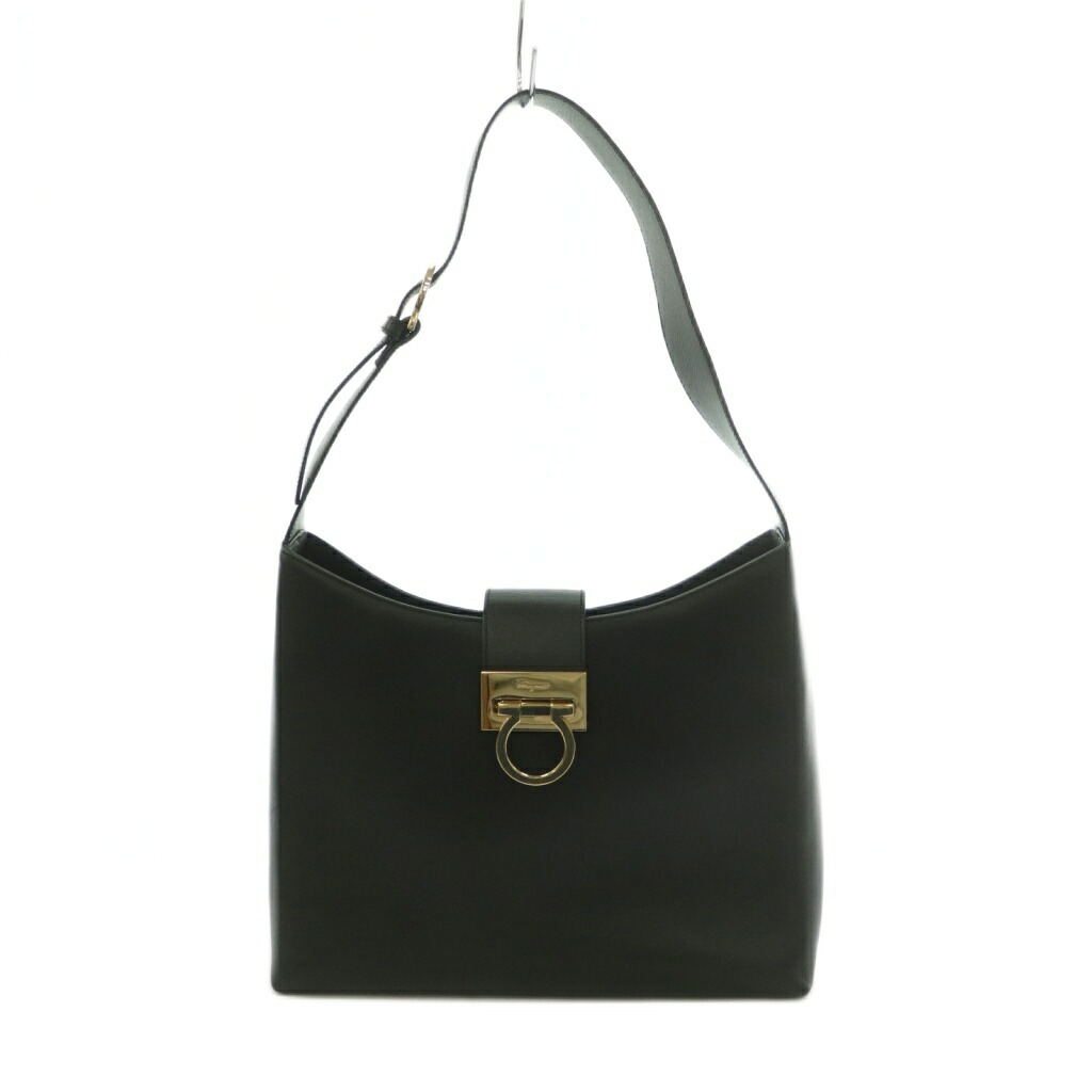 【中古】サルヴァトーレフェラガモ Salvatore Ferragamo トリフォリオ 一ショルダーバッグ ガンチーニ なめし革 濃紺色 /MI ■OH ■GY12 レディース 【ベクター 古着】 260528