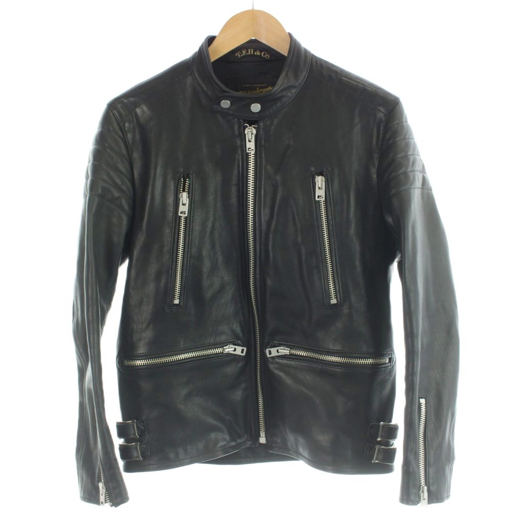 【中古】ファインダーズキーパーズ Finders Keepers シングルライダースジャケット ロンジャン なめし革上衣 革ジャン ホースハイド 馬革 ジップアップ M 黒 黒いこと ■GY12 /MQ メンズ 【ベクター 古着】 260526