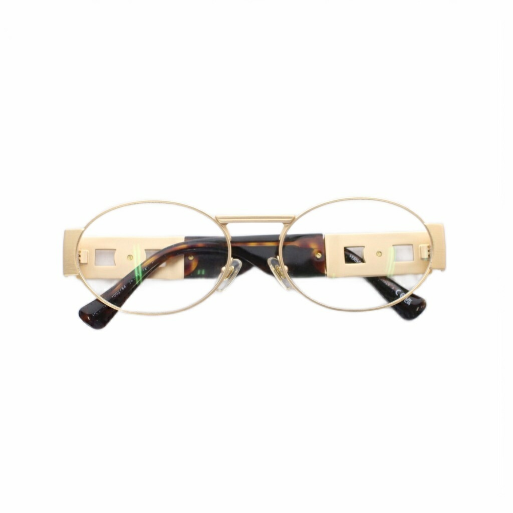 【中古】ヴェルサーチ ヴェルサーチェ VERSACE メガネ 眼鏡 黒眼鏡 金属元素ひな形 ゴールド色つや ラウンドひな形 かざり付ける付き添い人テンプル /RI ■os ■GY11 メンズ レディース 【ベクター 古着】 260527