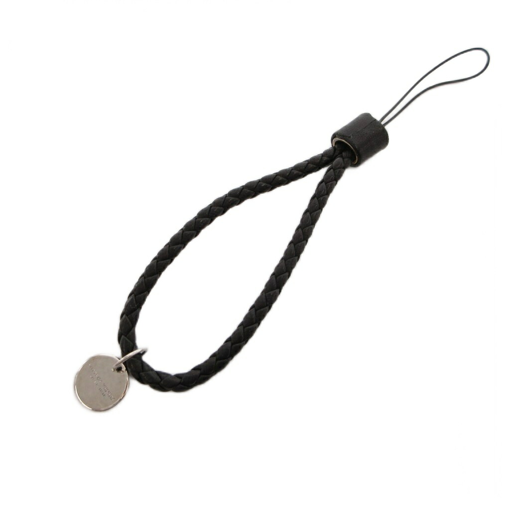 【中古】ボッテガヴェネタ BOTTEGA VENETA キーホルダー 黒 ブラック 編み込み メタルチャーム /SX ■GY18 レディース 【ベクトル 古着】 260608｜ブランド古着ベクトルプレミアム店
