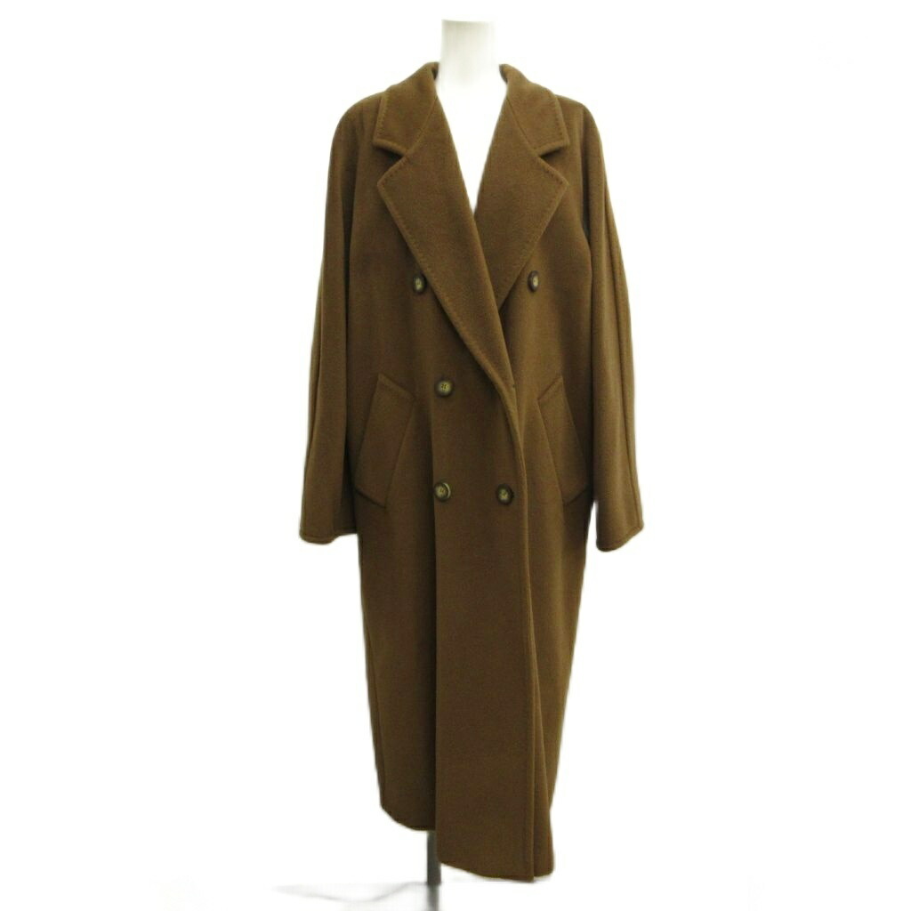 【中古】マックスマーラ MAX MARA 白引き船 ヴィンテージ MADAME 御家様 アイコン 厚地の外套 アウター 羊毛 カシミール 40 茶 赤銅色 ダブル前胸部 ロング /PP ■GY18  【ベクター 古着】 260606