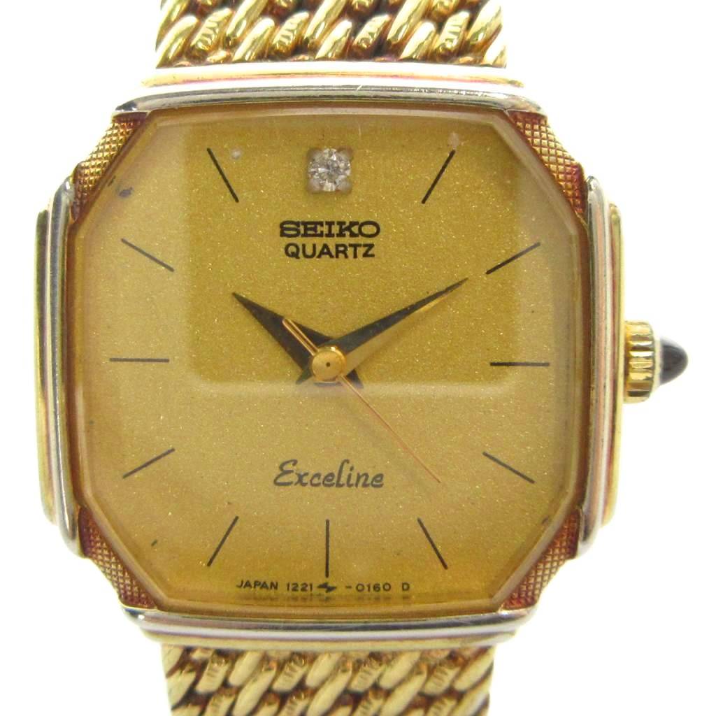 【中古】セイコー SEIKO 1221-5080 Exceline エクセリーヌ 腕時計 ウォッチ クォーツ ロゴ ゴールド色 ■GY11 /MQ レディース 【ベクトル 古着】 260707｜ブランド古着ベクトルプレミアム店