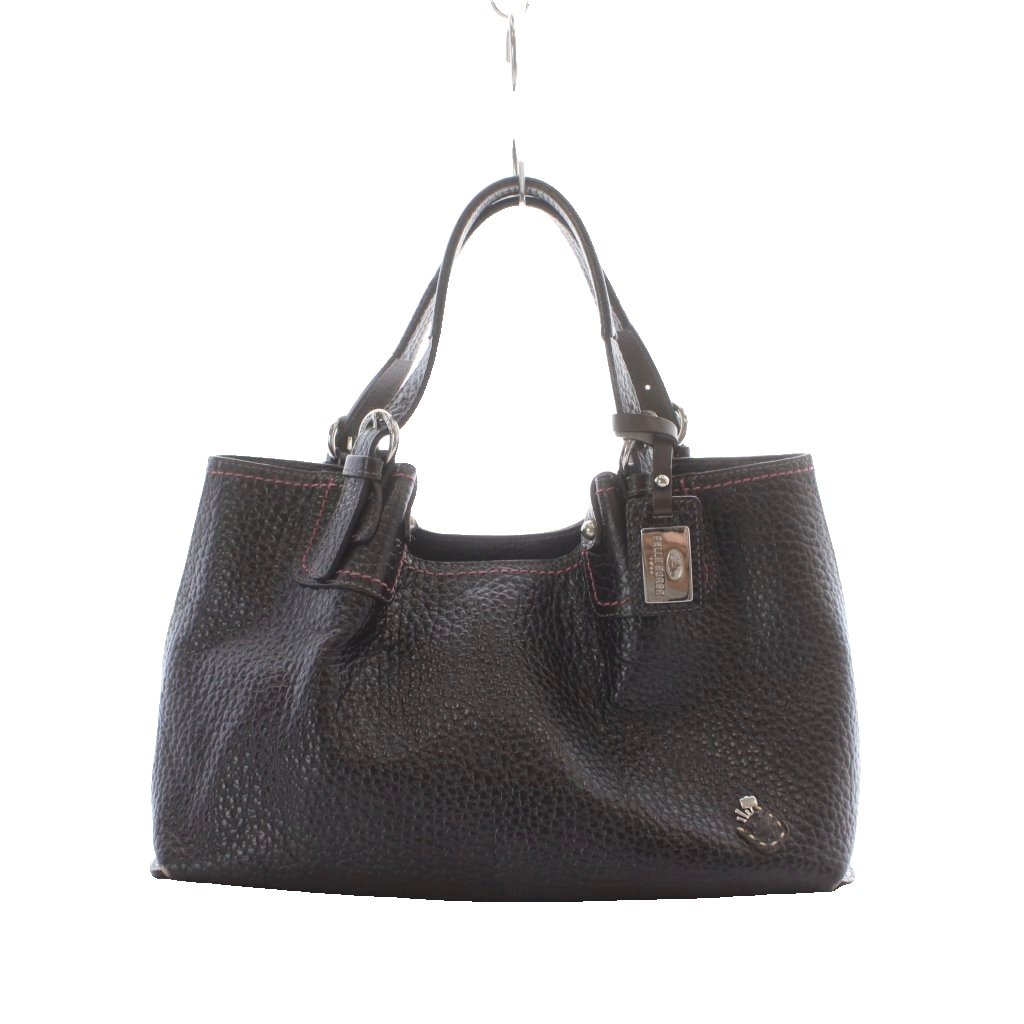 【中古】ペレボルサ PELLE BORSA ハンドバッグ レザー ロゴ シボ革 無地 ステッチ装飾 チャーム付き ■GY18 /RI ■OS レディース 【ベクトル 古着】 260527｜ブランド古着ベクトルプレミアム店