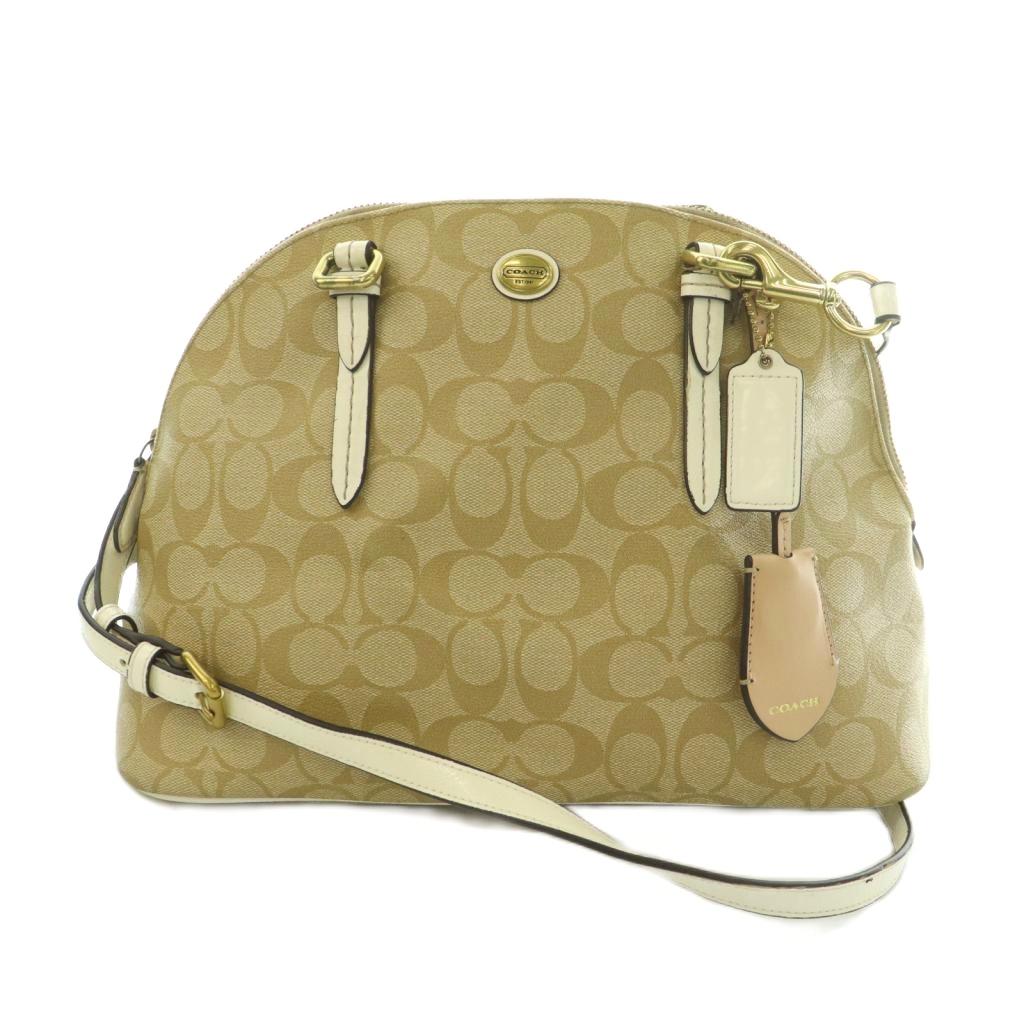 【中古】コーチ職 COACH ショルダーバッグ 名書き柄 ベージュ 白 白いこと F24606 /MI ■GY18 レディース 【ベクター 古着】 260602