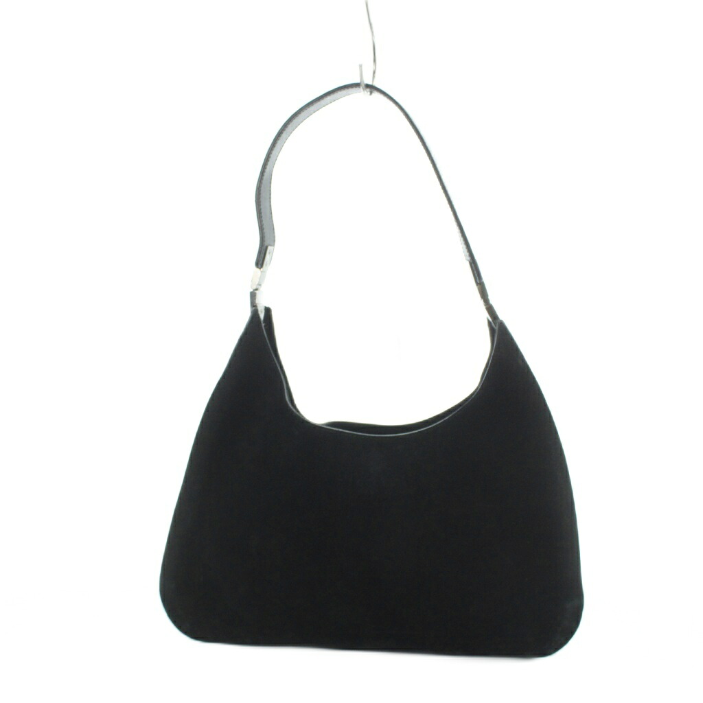 【中古】グッチ GUCCI 壱ショルダーバッグ お手々 スエードクロス なめし革 ロゴタイプ 黒 黒いこと ■GY18 /MQ ■OH レディース 【ベクター 古着】 260603