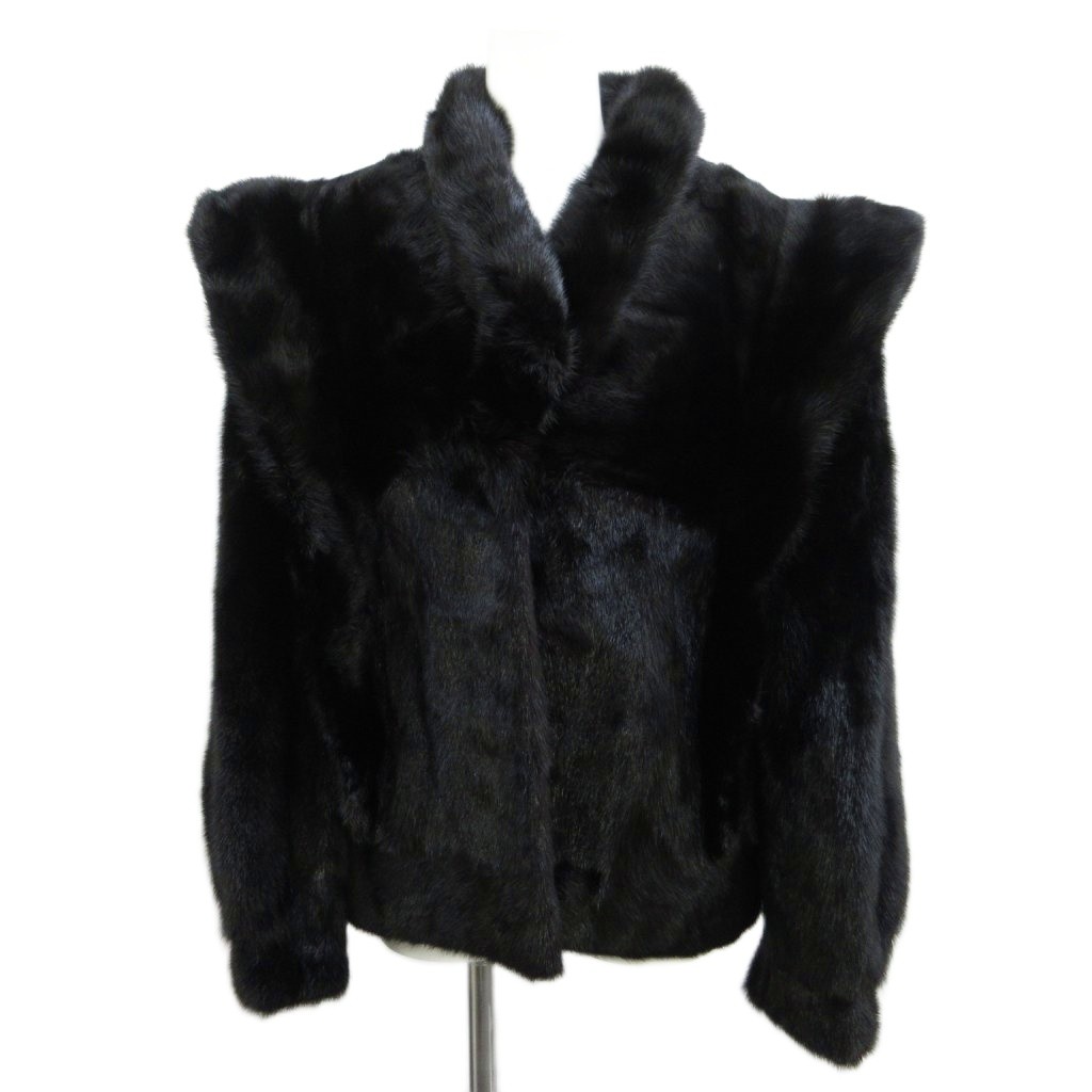 【中古】否ブランド名 毛皮厚地の外套 ミンクのコート 獣の皮 15 黒 黒いこと 無地 長袖 遊撃手丈 /PP ■GY18 レディース 【ベクター 古着】 260529
