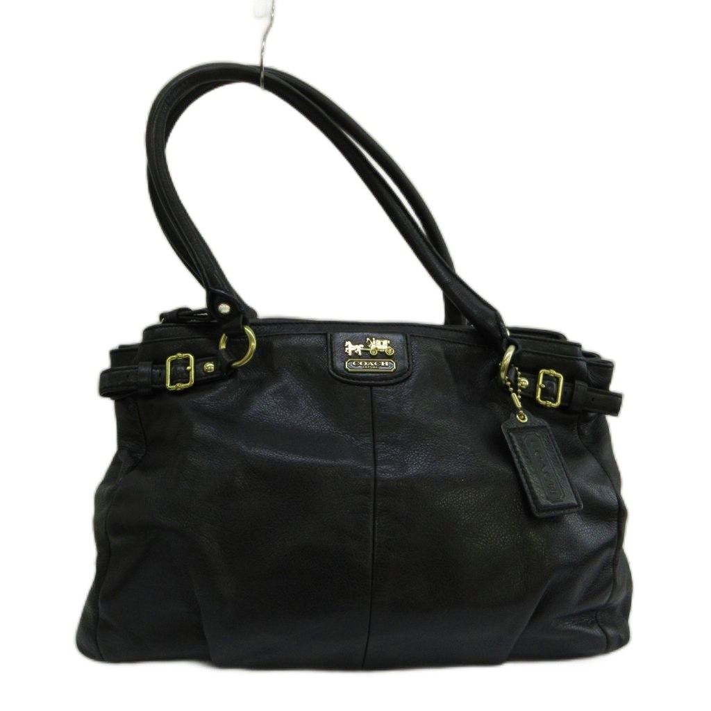 【中古】コーチ職 COACH マディソン ハラ 持ちはこび櫂 トートバッグ なめし革 ロゴタイプ ゴールド金具 黒 黒いこと 22262 /XZ ■GY18 レディース 【ベクター 古着】 260603