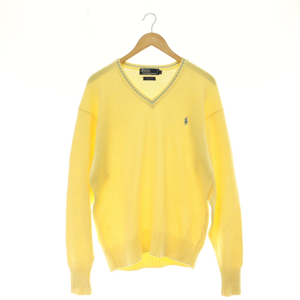 【中古】ポロ バイ ラルフローレン Polo by Ralph Lauren ニット セーター L イエロー ブルー /ES ■GY18 メンズ 【ベクトル 古着】 260608|ブランド古着ベクトルプレミアム店