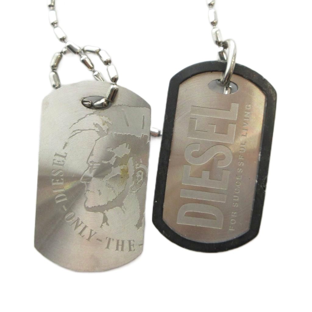 【中古】ディーゼル DIESEL 首飾り 佩び物 シャンデリヤ ダブル一皿 ドッグタグ ロゴタイプ しろがね色色 ■GY18 /MQ メンズ 【ベクター 古着】 260603