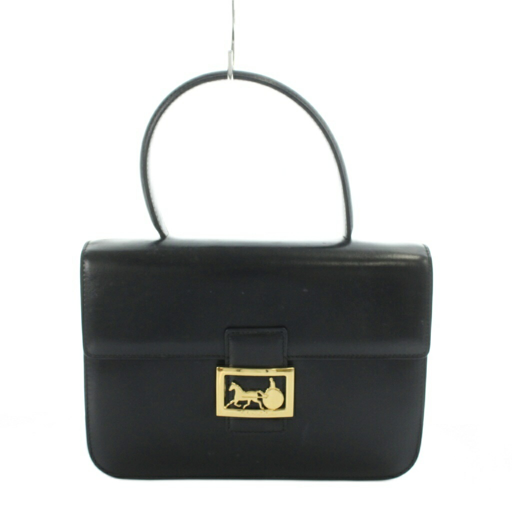 【中古】セリーヌ CELINE ショルダーバッグ お手々 2way なめし革 ホースキャリッジ 下げ翼 黒 黒いこと ■GY18 /MQ レディース 【ベクター 古着】 260604