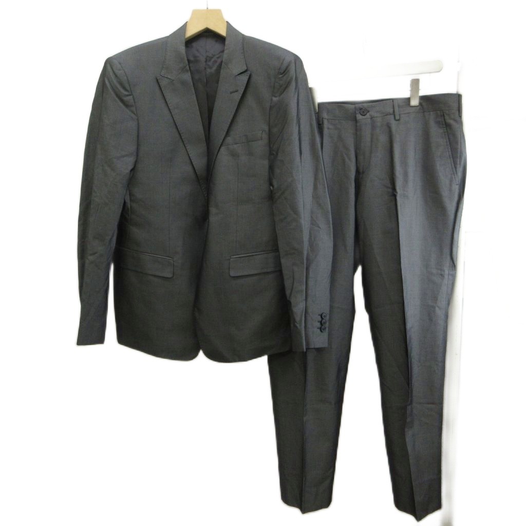 【中古】エンポリオアルマーニ EMPORIO ARMANI DAVID LINE スーツ セットアップ 上下 テーラードジャケット シングル 1B 総裏地 肩パッド パンツ スラックス シルク混 54 2XL～3XL グレー /XZ ■GY50 メンズ 【ベクトル 古着】 260608｜ブランド古着ベクトルプレミアム店
