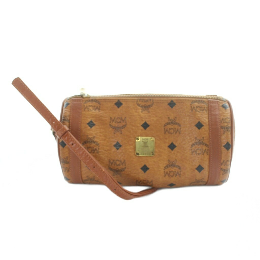【中古】エムシーエム MCM ショルダーバッグ 曲がったがけ 筒形 なめし革 ロゴグラム 茶 赤銅色 ■GY42 /MQ レディース 【ベクター 古着】 260604