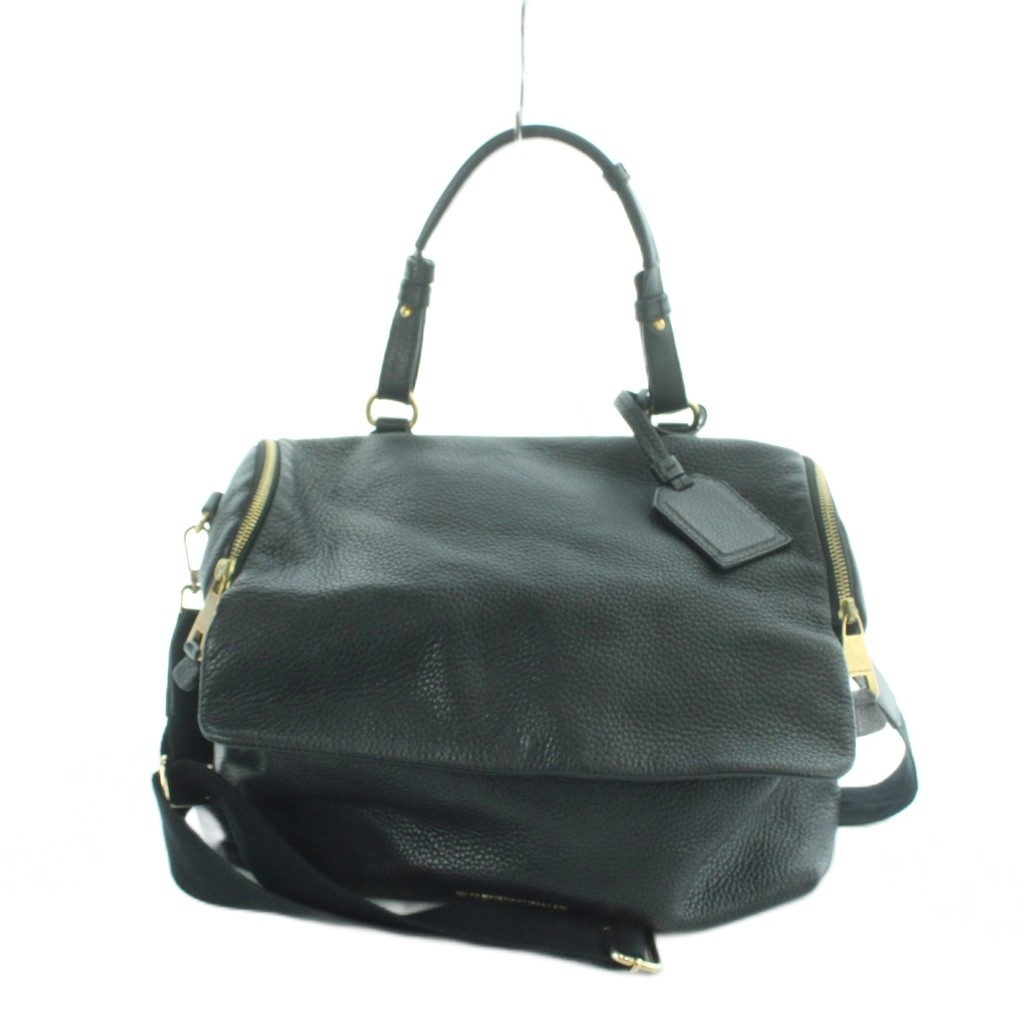 【中古】エンポリオアルマーニ EMPORIO ARMANI ショルダーバッグ ハンド 2WAY ペブルドレザー メタルロゴ 黒 ブラック ■GY18 /MQ レディース 【ベクトル 古着】 260607|ブランド古着ベクトルプレミアム店