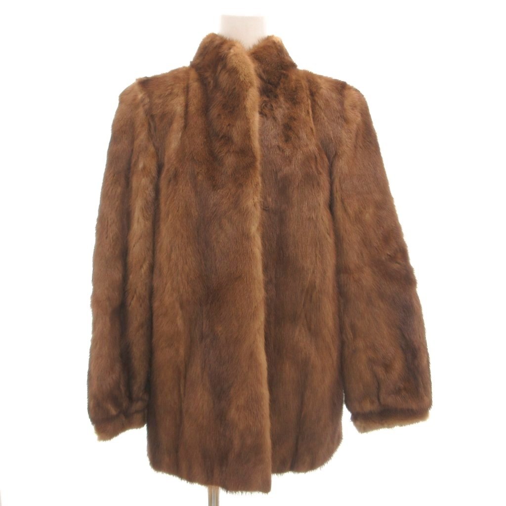 【中古】サフロン SAFURON ミンクファーコート 毛皮 ショート丈 スタンドカラー 9 茶 ブラウン /GV ■GY18 レディース 【ベクトル 古着】 260623|ブランド古着ベクトルプレミアム店