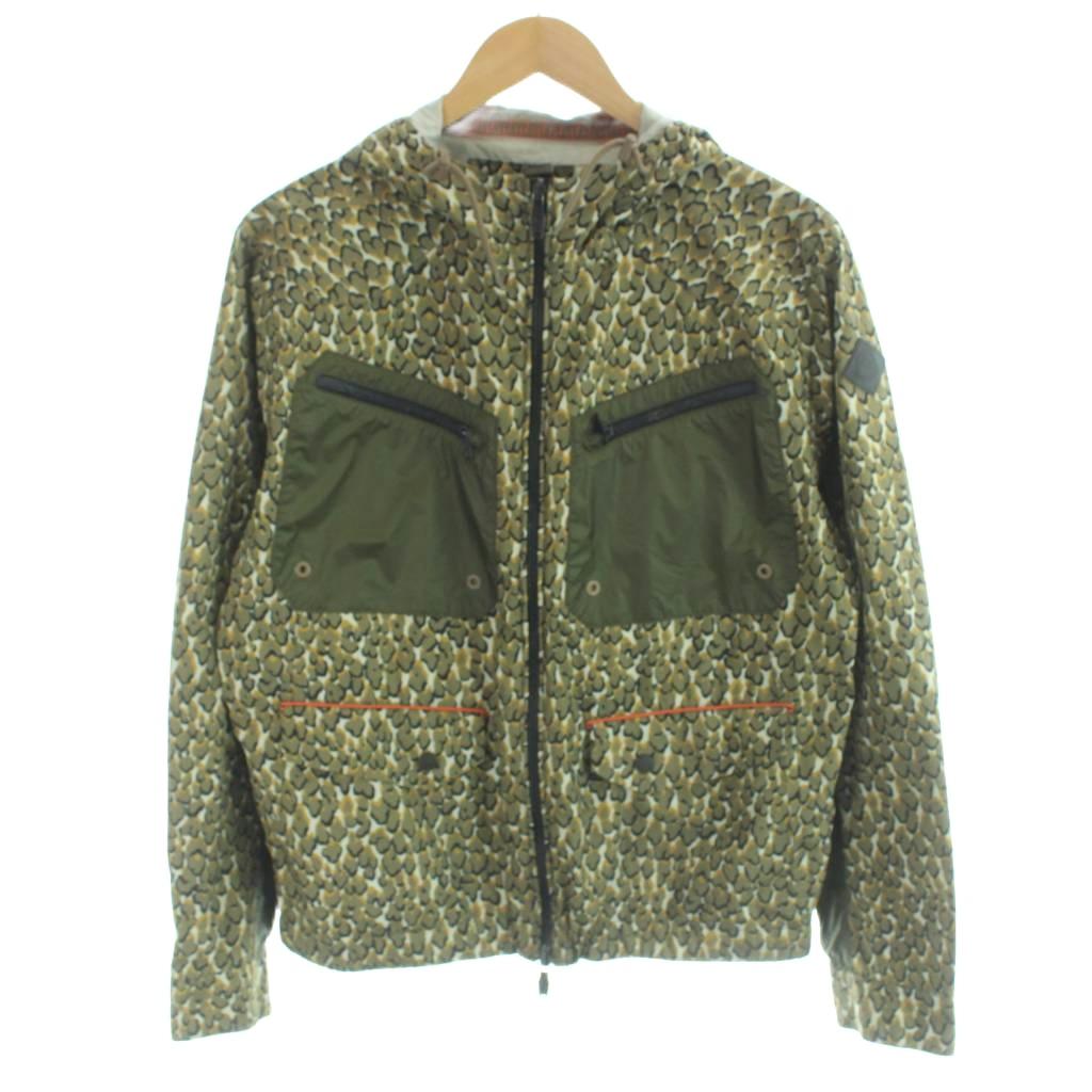 【中古】モンクレール MONCLER WATERBUCK GIUBBOTTO マウンテンパーカ ヒョウ柄 総柄 2 茶 ブラウン オリーブ 4109H4101435 53487 /MW ■GY40 メンズ 【ベクトル 古着】 260606|ブランド古着ベクトルプレミアム店