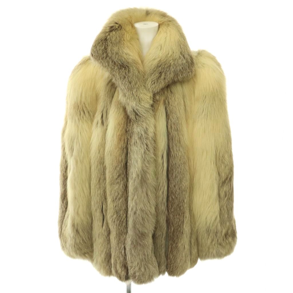【中古】サガフォックス SAGA FOX ピエールカルダン pierre cardin 金サガ ファーコート フォックス ハーフコート 10 アイボリー ブラウン /DF レディース 【ベクトル 古着】 260611｜ブランド古着ベクトルプレミアム店