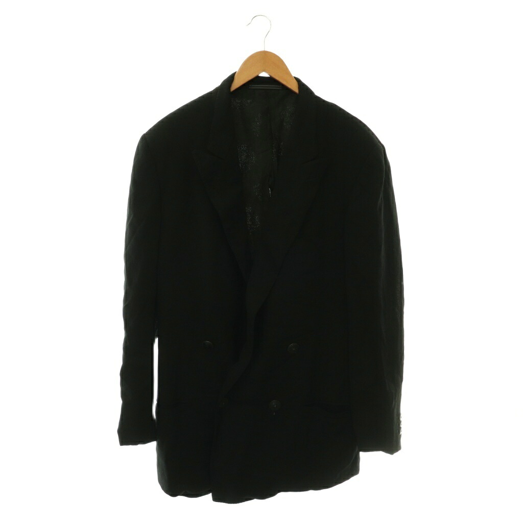 【中古】ジャンニヴェルサーチ ヴェルサーチェ GIANNI VERSACE テーラードジャケット ブレザー 総裏地 ダブル 黒 ブラック /HS ■GY11 メンズ 【ベクトル 古着】 260616｜ブランド古着ベクトルプレミアム店
